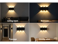Bidirectionele led wandlamp sw-51-4 – 8w – ip54 – zwart (x4) - afbeelding 4 van  4