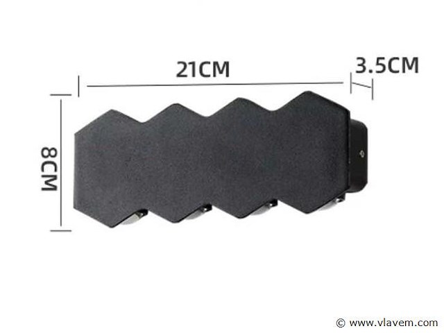 Bidirectionele led wandlamp sw-51-4 – 8w – ip54 – zwart (x4) - afbeelding 4 van  5