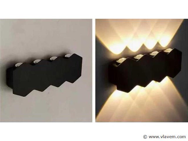 Bidirectionele led wandlamp sw-51-4 – 8w – ip54 – zwart (x4) - afbeelding 3 van  5