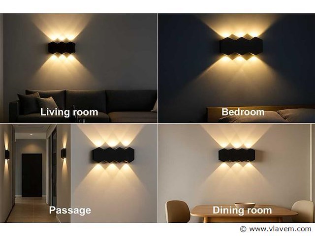 Bidirectionele led wandlamp sw-51-4 – 8w – ip54 – zwart (x4) - afbeelding 5 van  5