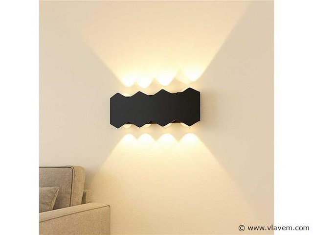 Bidirectionele led wandlamp sw-51-4 – 8w – ip54 – zwart (x8) - afbeelding 1 van  5