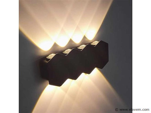 Bidirectionele led wandlamp sw-51-4 – 8w – ip54 – zwart (x8) - afbeelding 2 van  5