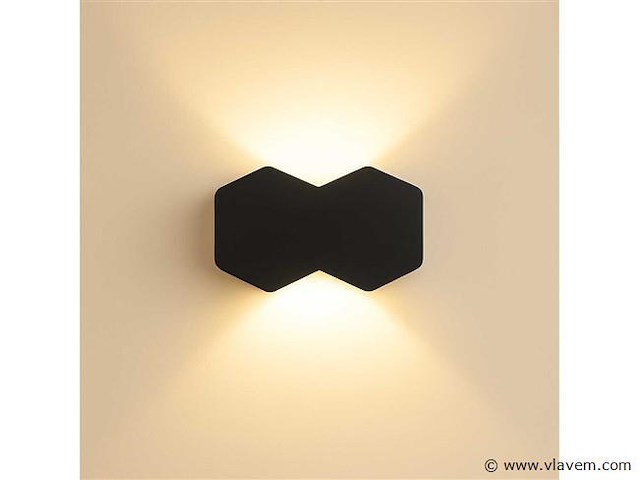 Bidirectionele led wandlamp sw 51.2 . 4w . ip54 . zwart (x4) - afbeelding 2 van  4