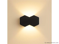 Bidirectionele led wandlamp sw 51.2 . 4w . ip54 . zwart (x4) - afbeelding 2 van  4