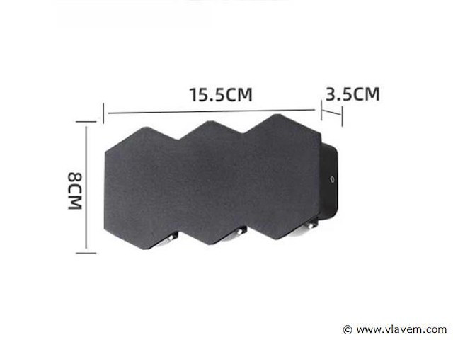 Bidirectionele led wandlamp sw 51.3 . 6w . ip54 . zwart (x8) - afbeelding 3 van  4