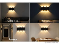 Bidirectionele led wandlamp sw 51.4 . 8w . ip54 . zwart (x4) - afbeelding 5 van  5