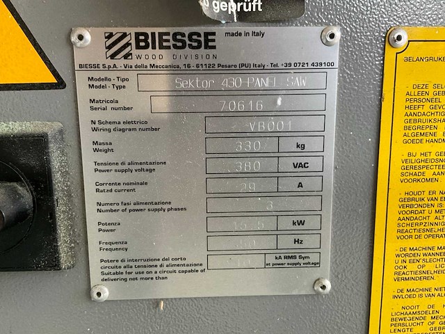 Biesse sektor 430 platen opdeelzaagmachine - afbeelding 9 van  9