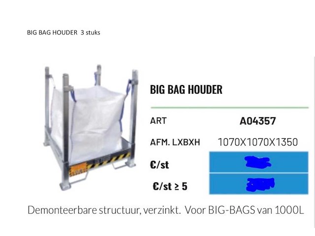 Big bag houder 3pcs/ galva/ zwaar (3x) - afbeelding 1 van  3