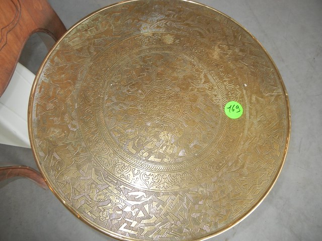 Bijzet tafel met messingblad - afbeelding 1 van  2