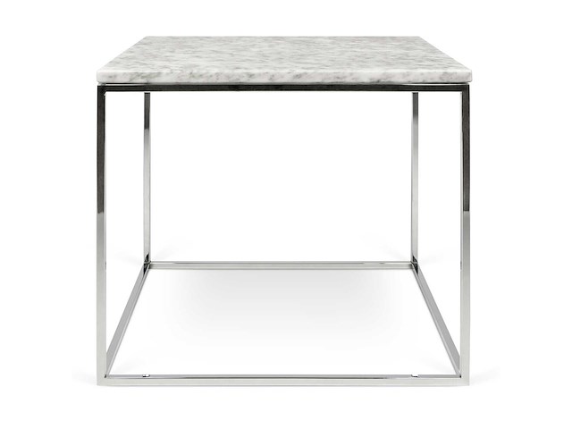Bijzettafel gleam 50x50 - wit marmer/chroom - afbeelding 1 van  7