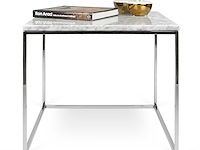 Bijzettafel gleam 50x50 - wit marmer/chroom - afbeelding 2 van  7