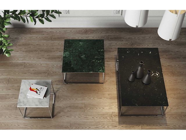 Bijzettafel gleam 50x50 - wit marmer/chroom - afbeelding 7 van  7