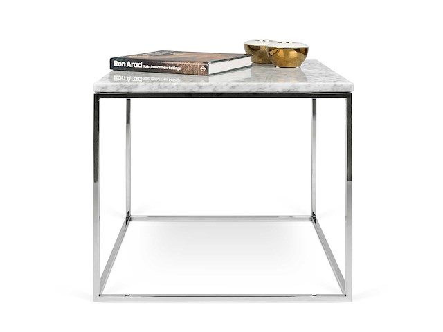 Bijzettafel gleam 50x50 - wit marmer/chroom - afbeelding 2 van  7