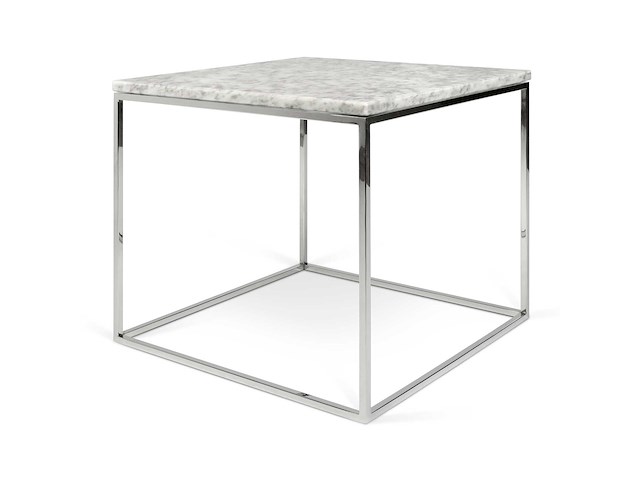 Bijzettafel gleam 50x50 - wit marmer/chroom - afbeelding 5 van  7