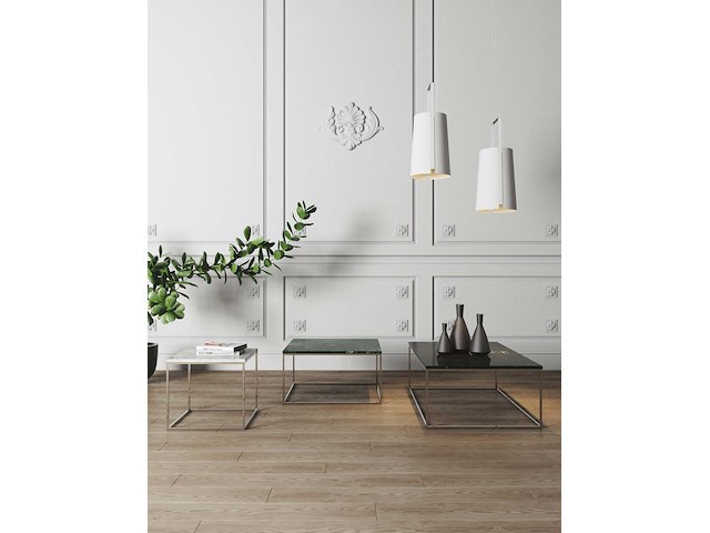 Bijzettafel gleam 50x50 - wit marmer/chroom - afbeelding 6 van  7