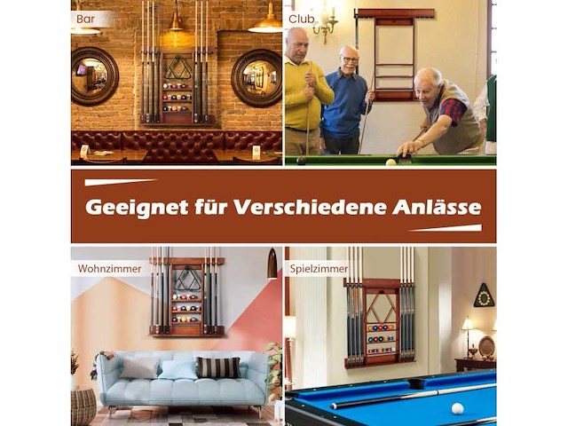 Biljartwandrek - bevat 8 keuen en 15 ballen - afbeelding 4 van  5