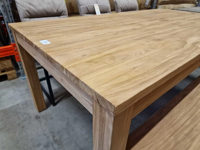 Birlington teak interieurtafel natural 200 x 100cm massief - afbeelding 4 van  4