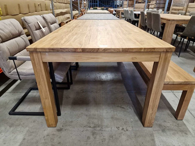 Birlington teak interieurtafel natural 200 x 100cm massief - afbeelding 2 van  4