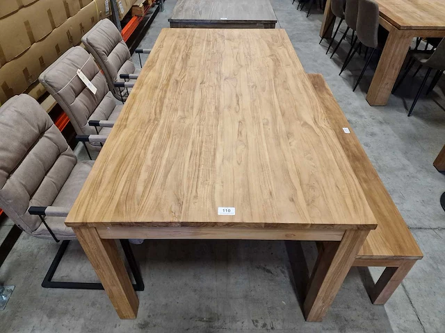 Birlington teak interieurtafel natural 200 x 100cm massief - afbeelding 3 van  4