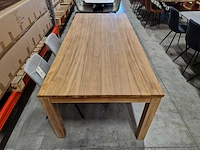 Birlington teak interieurtafel natural 220 x 100cm massief - poten 10cm - afbeelding 4 van  4