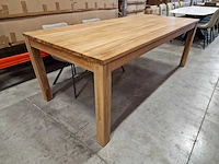 Birlington teak interieurtafel natural 220 x 100cm massief - poten 10cm