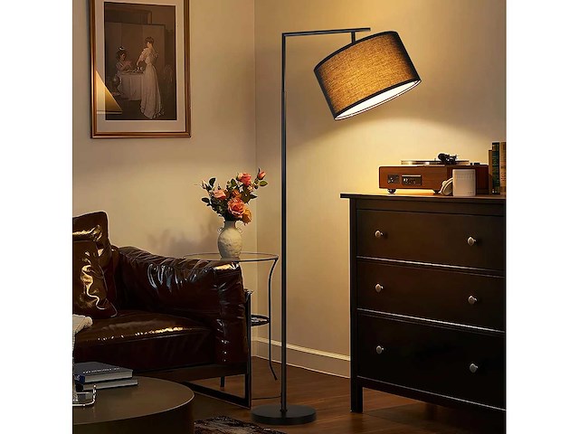 Black arch vloerlamp lampenkap vintage e27 voetschakelaar 166cm - afbeelding 1 van  6
