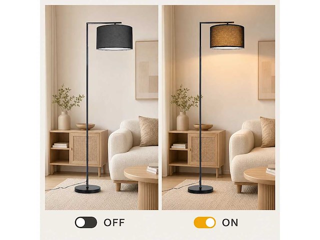 Black arch vloerlamp lampenkap vintage e27 voetschakelaar 166cm - afbeelding 5 van  6