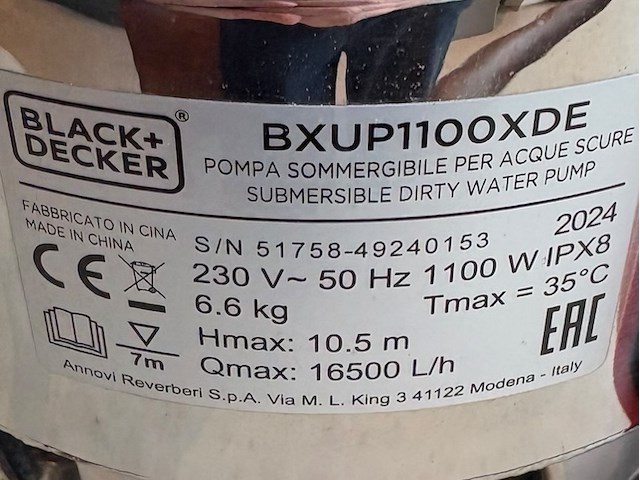 Black decker bxup1100xde vuilwaterdompelpomp - afbeelding 6 van  7