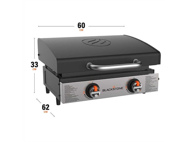Blackstone 22-inch 2-pitter gaskookplaat met deksel - afbeelding 1 van  1