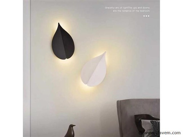 Bladvorm led wandlamp . 6w . zwart . ip54 (x4) - afbeelding 2 van  3