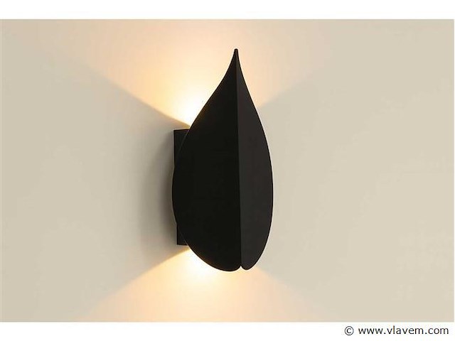 Bladvorm led wandlamp sw-239– 6w – zwart – ip54 (x4) - afbeelding 1 van  3