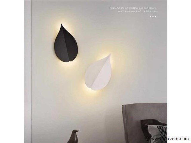 Bladvorm led wandlamp sw-239– 6w – zwart – ip54 (x4) - afbeelding 2 van  3