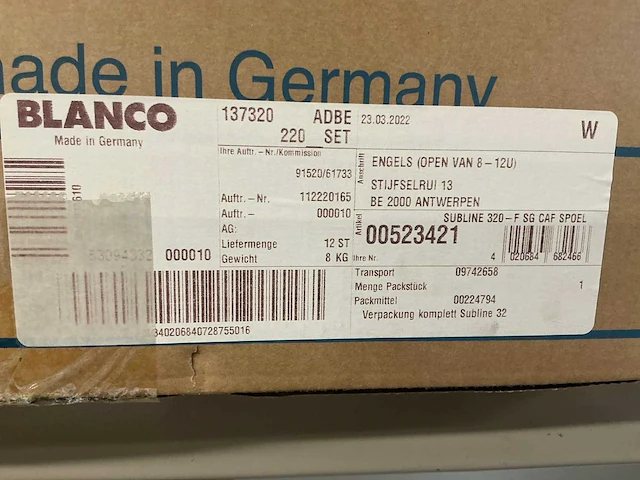 Blanco subline 320-f cafe man spoelbak - afbeelding 3 van  3