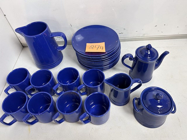 Blauw koffieservies 24 delig - afbeelding 1 van  2