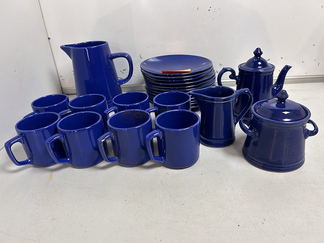 Blauw koffieservies 24 delig - afbeelding 2 van  2