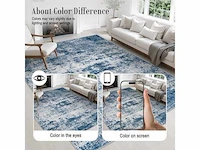 Blauw tapijt 120 x 170 cm – abstract patroon vintage stijl verouderd effect - afbeelding 2 van  5