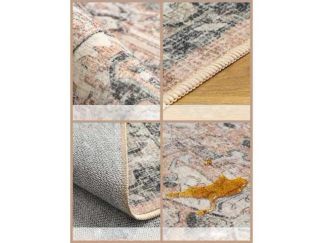 Blauw tapijt 120 x 170 cm – abstract patroon vintage stijl verouderd effect - afbeelding 3 van  5