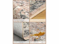 Blauw tapijt 120 x 170 cm – abstract patroon vintage stijl verouderd effect - afbeelding 3 van  5
