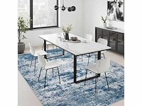 Blauw tapijt 120 x 170 cm – abstract patroon vintage stijl verouderd effect - afbeelding 4 van  5