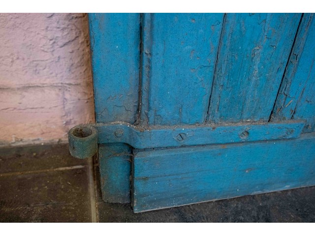 Blauwe deur met glas - afbeelding 3 van  4
