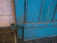 Blauwe deur met glas - afbeelding 3 van  4
