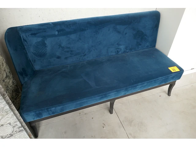 Blauwe fluwelen zitbank - afbeelding 2 van  3