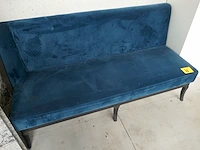 Blauwe fluwelen zitbank - afbeelding 2 van  3