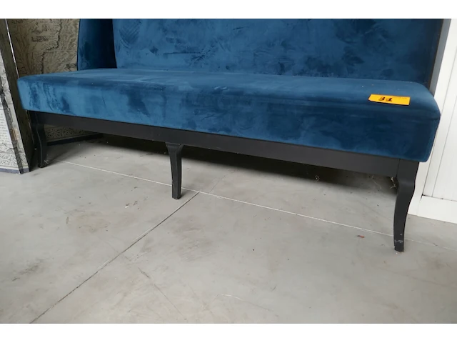 Blauwe fluwelen zitbank - afbeelding 3 van  3