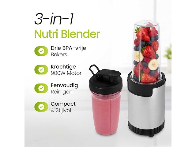 Blender – 900w – inclusief 3 bekers (3x) - afbeelding 2 van  7