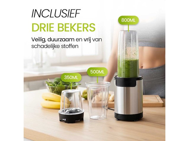 Blender – 900w – inclusief 3 bekers - afbeelding 3 van  7