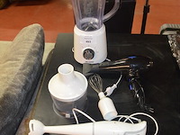 Blender home essentials, staafmixer met toebehoren, haardroger