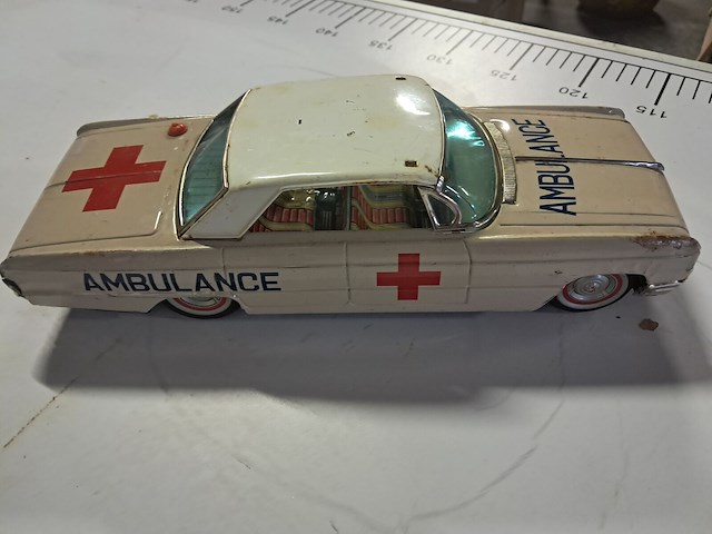 Blikken ambulance wagen l 280 mm b 100 mm h 805 mm - afbeelding 3 van  6