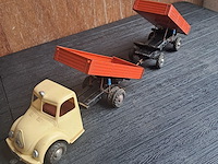Blikken vrachtwagen met aanhangwagen made in germany l 630mm b 130mm h 130mm - afbeelding 4 van  10