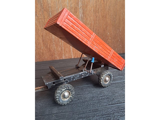 Blikken vrachtwagen met aanhangwagen made in germany l 630mm b 130mm h 130mm - afbeelding 6 van  10